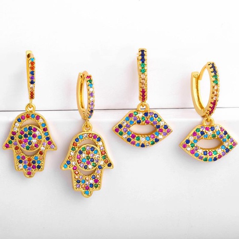 Colorful Zircon Earrings Fatima Hand Earrings Fashion Earrings's discount tags