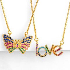 New love letter necklace butterfly set color diamond pendant clavicle chain