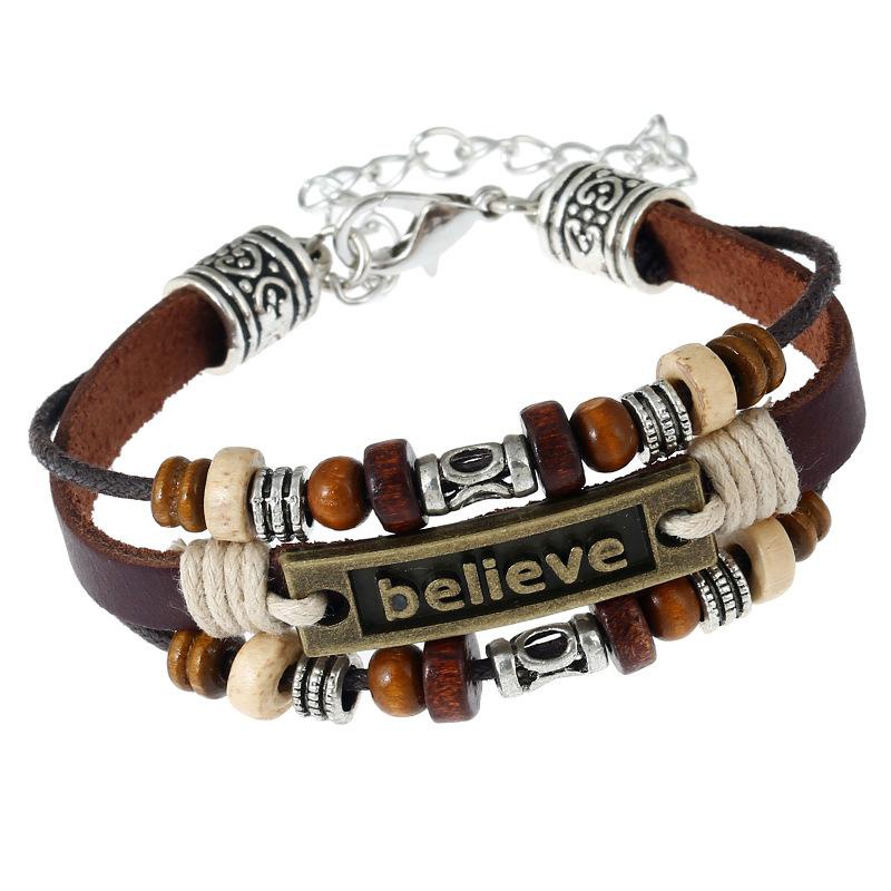 New believe leather bracelet men and women leather bracelet