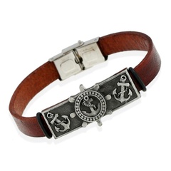Leather Bracelet European and American Alloy Vintage Leather Bracelet Bracelet Gift Stainless Steel Buckle