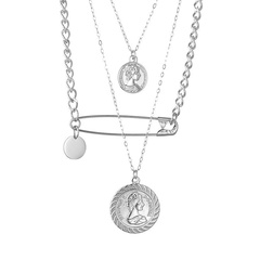 Necklace couple detachable three-layer pin double-sided corrosion stainless steel round coin pendant