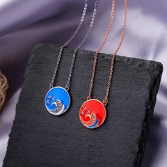 Alloy diamond-encrusted item fashion new enamel glaze wave necklace sweater chain