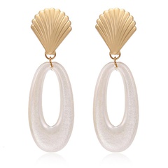 New creative metal scallop earrings oval hollow resin earrings fashion small earrings