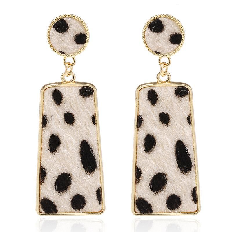 New fashion creative suede leopard geometric long earrings simple earrings