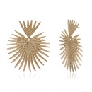 Simple fanshaped exaggerated tassel geometric earrings NHXR156826picture4