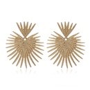 Simple fanshaped exaggerated tassel geometric earrings NHXR156826picture5
