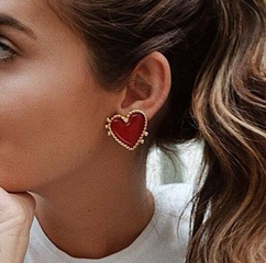 Drip red heart-shaped stud earrings NHGY156905