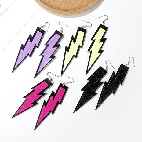 New three-dimensional lightning pendant earrings exaggerated acrylic earrings creative fun jewelry's discount tags