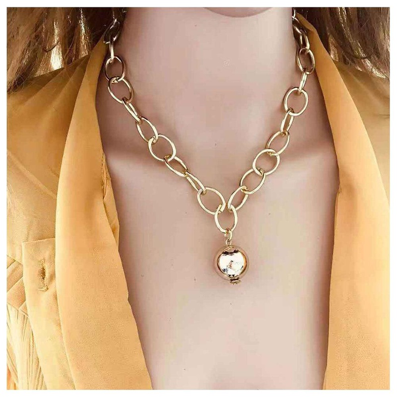 Exaggerated thick chain short sweater chain female simple metal ball clavicle chain