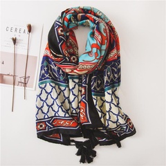 Cotton and linen printed scarf ethnic wind seaside holiday sunscreen shawl beach towel silk scarf shawl female 2018 summer