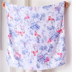 Cotton and linen hand ins wind leaves flamingo scarf female summer seaside sunscreen shawl spring and autumn travel photo shawl