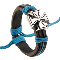 Punk Wind Leather Bracelet Alloy Cross Vintage Leather Bracelet