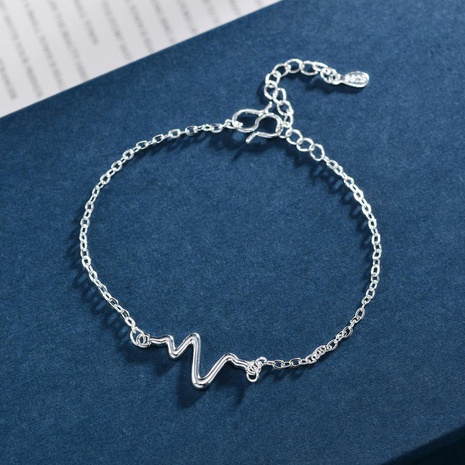Minimalist couple heartbeat bracelet ECG wave bracelet anklet O word chain female hand jewelry's discount tags