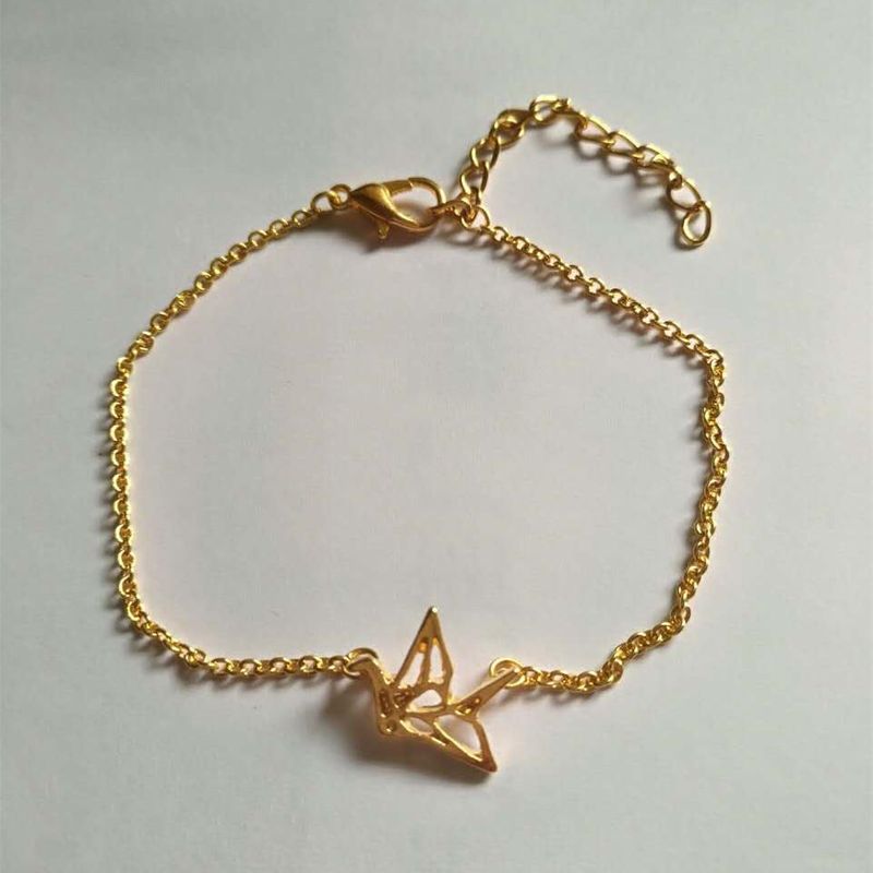 Jewelry hollow paper crane bracelet goldplated silver cute origami pigeon bird bracelet anklet wholesale