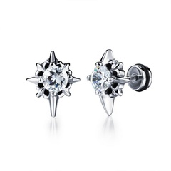 Titanium steel punk diamond black cross earrings
