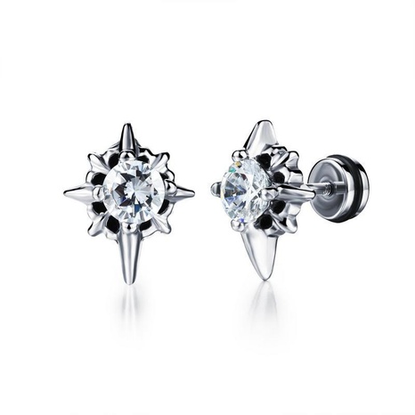 Titanium steel punk diamond black cross earrings's discount tags