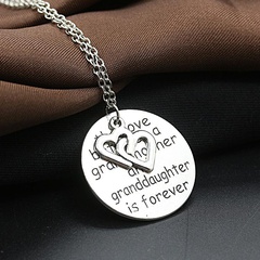 Engraved English Letters Round Love Letters Grandmother Pendant Necklace