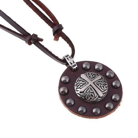 Jewelry Punk Necklace Retro Punk Alloy Cross Leather Necklace Long Necklace wholesale fashion's discount tags