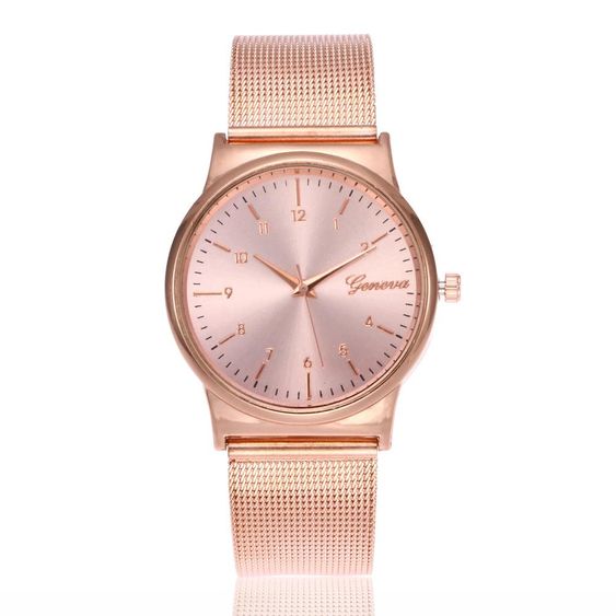 geneva quartz watch rose gold