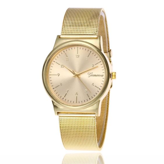 geneva quartz watch rose gold