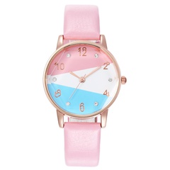 New ladies tri-color dial prismatic glass watch quartz watch belt watch female models wholesales fashion