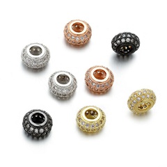 Handmade DIY four-color copper inlaid zirconium wheel round hole loose beads bracelet necklace jewelry pendant