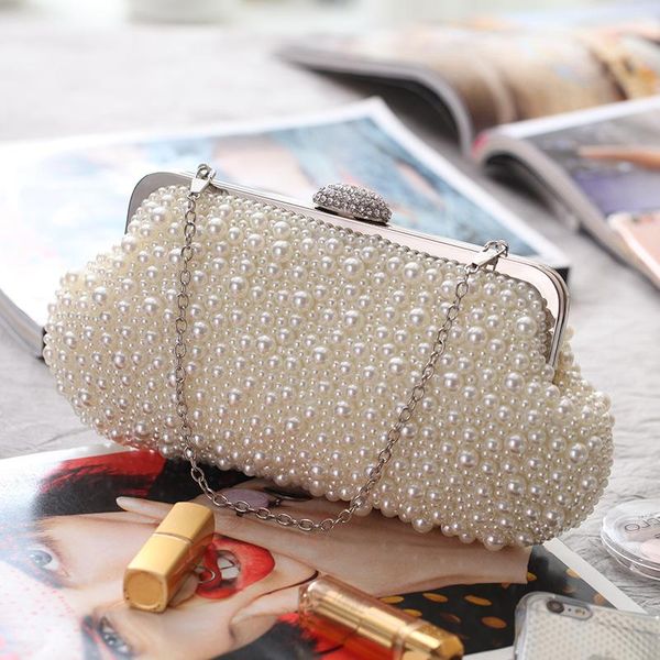 Evening party bag handmade beaded full pearl bag clutch bag fashion ...