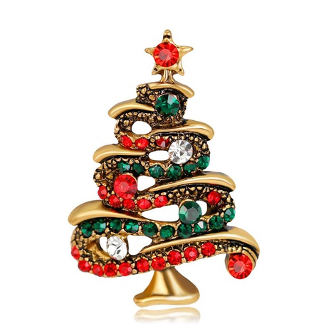 Joyería de moda rhinestone broche de árbol de Navidad aleación de diamantes broche hembra's discount tags