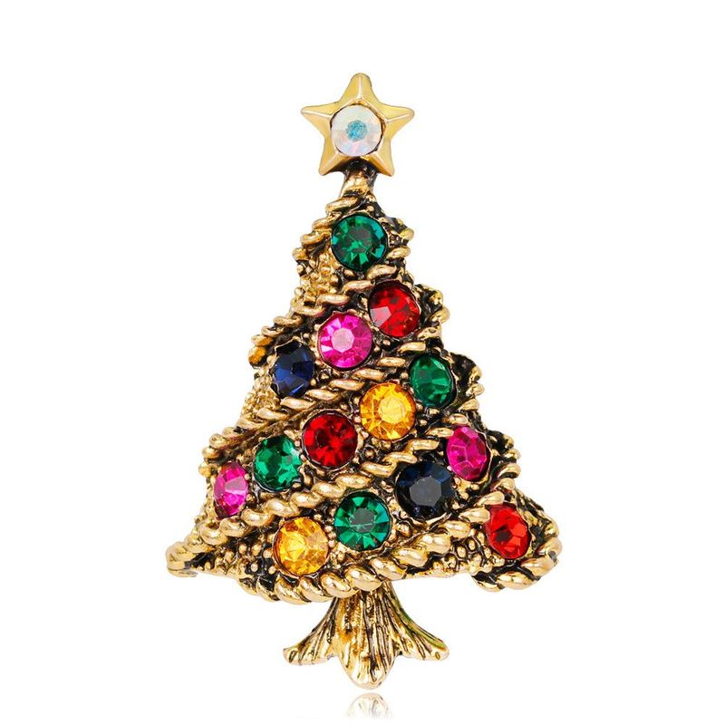 Moda dama rbol de navidad broche aleacin diamante rhinestone broche accesorios Navidad broche