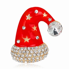 Christmas Necklace Jewelry Fashion Cartoon Cute Christmas Hat Brooch Alloy Drop Oil Corsage