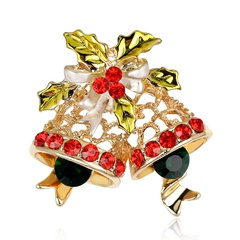 Navidad serie joyas KC oro completo diamante campana de Navidad broche al por mayor