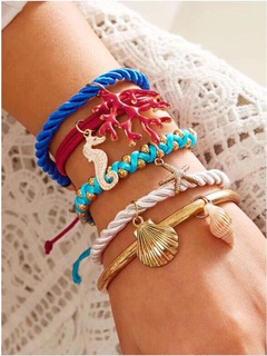 Europe and the United States trend versatile simple 5 sets of shells hit color multi-element marine shells starfish fashion female fan fashion multi-layer bracelet / bracelet
