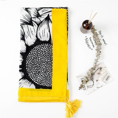 Fig bright yellow cotton tassel scarf shawl ladies sunscreen shawl