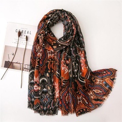 Bohemian cotton and linen scarf female retro silk scarf fringed sea sunscreen shawl