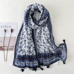 Blue and white porcelain flower pattern scarf scarf female silk scarf cotton warm shawl