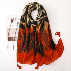 Fashion cotton and linen scarves sexy leopard orange sunscreen long large shawl scarves