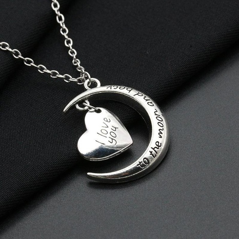 Best selling couple necklace I love you moon heart love necklace clavicle chain's discount tags