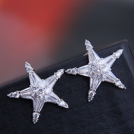 Aiguille en argent 925 cuivre micro-incrusté zircon tempérament étoile de mer boucles d'oreilles personnalisées NHSC180736's discount tags