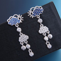 10658 exquisite 925 silver needle Korean fashion sweet copper micro inlaid zircon cloud earrings