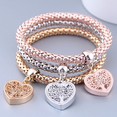 European and American fashion simple three-color love pendant three-color corn chain multi-layer bracelet