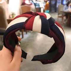 Korean version of the simple contrast color stitching middle knotted knot wide side headband