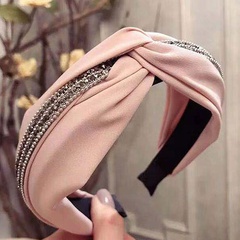 Korean version of the simple new cross knotted diamond wide side wide headband headband headband buckle women's headband