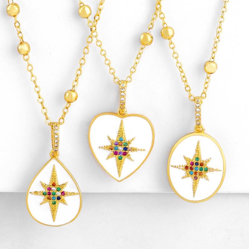 Necklace geometric drop necklace necklace sweater chain microset diamond star pendant necklace wholesales fashion