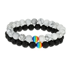 Wholesale fashion jewelry white pine lava rock colorful beads bracelet elastic bracelet set