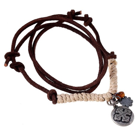 Wholesale fashion jewelry vintage cowhide necklace men's leather necklace wholesale's discount tags