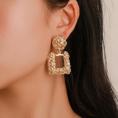 Irregular vintage embossed ladies earrings square frosted earrings wholesale fashion jewelry