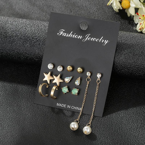 Los pendientes al por mayor de la joyería de la moda 7 pares fijaron los pendientes coreanos de la estrella para la joyería de las mujeres's discount tags