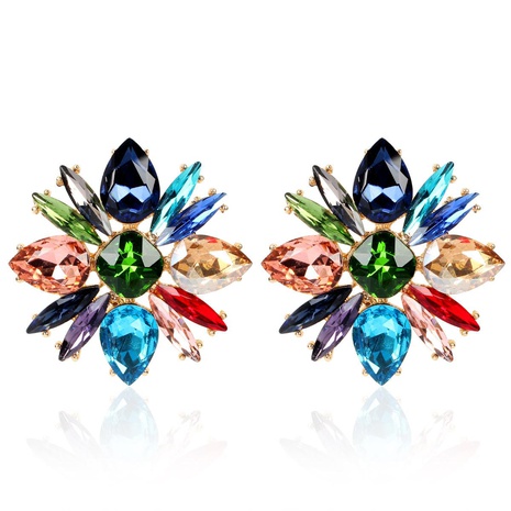 Temperament luxury flower colored diamond earrings temperament crystal drop earrings women's discount tags