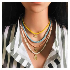 Übertriebene ethnische Halskette mit europäischer und amerikanischer Persönlichkeit perlen Muschel Seestern Farbe Reis perlen Halskette weiblich 12130