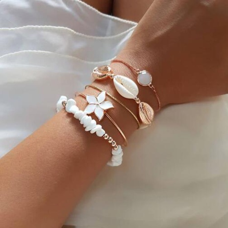 Commerce Extérieur européen et Américain Bijoux Fleur Shell Bracelet Ensemble Ins Style Cristal Bracelet 5-Pièces Ensemble's discount tags